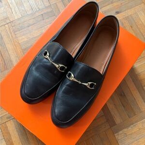 Coach Black Leather Loafers with Gold Accent